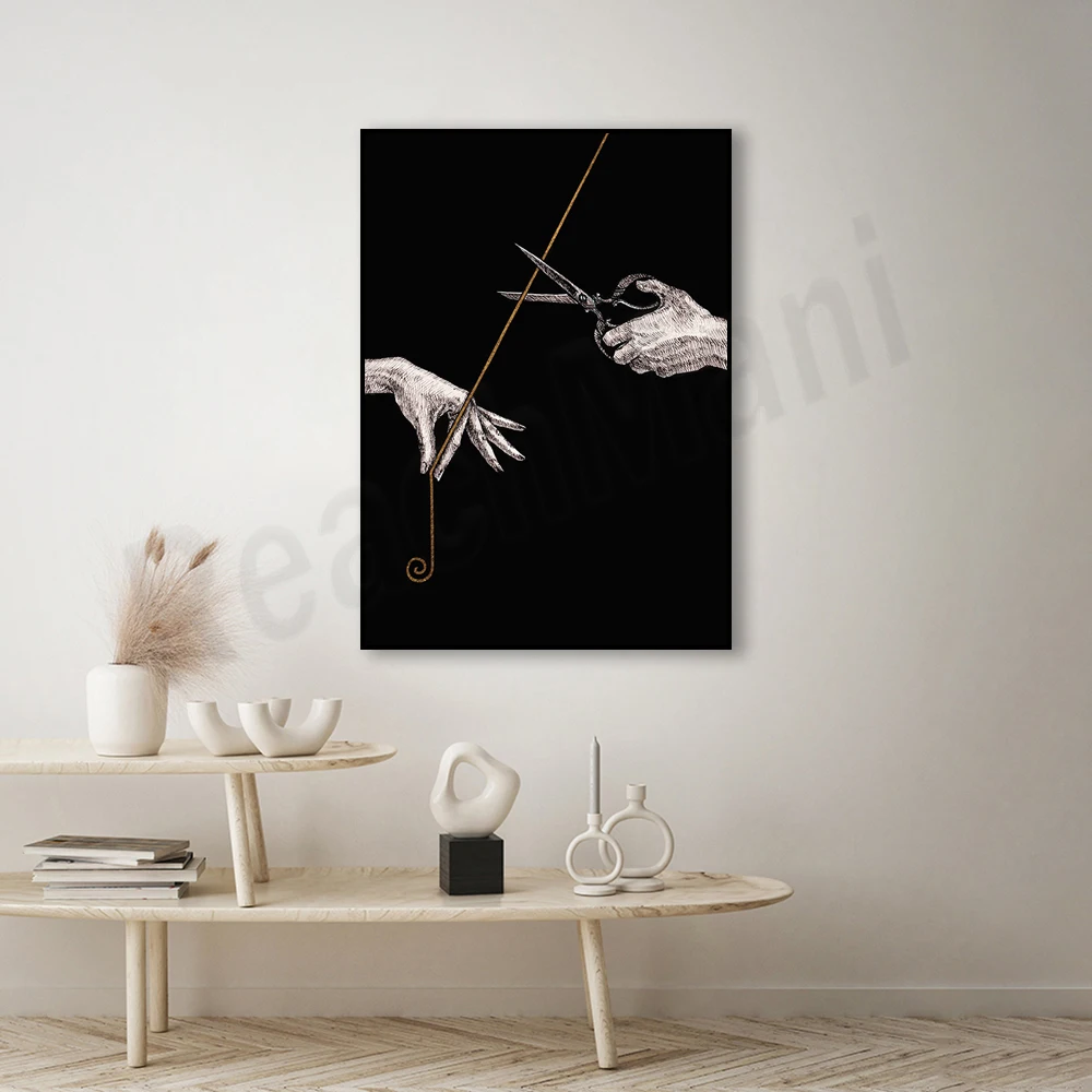 Thread of Life ancient Greek mythology art print, dark college decor, Scissors of Destiny Hercules Scissors canvas poster