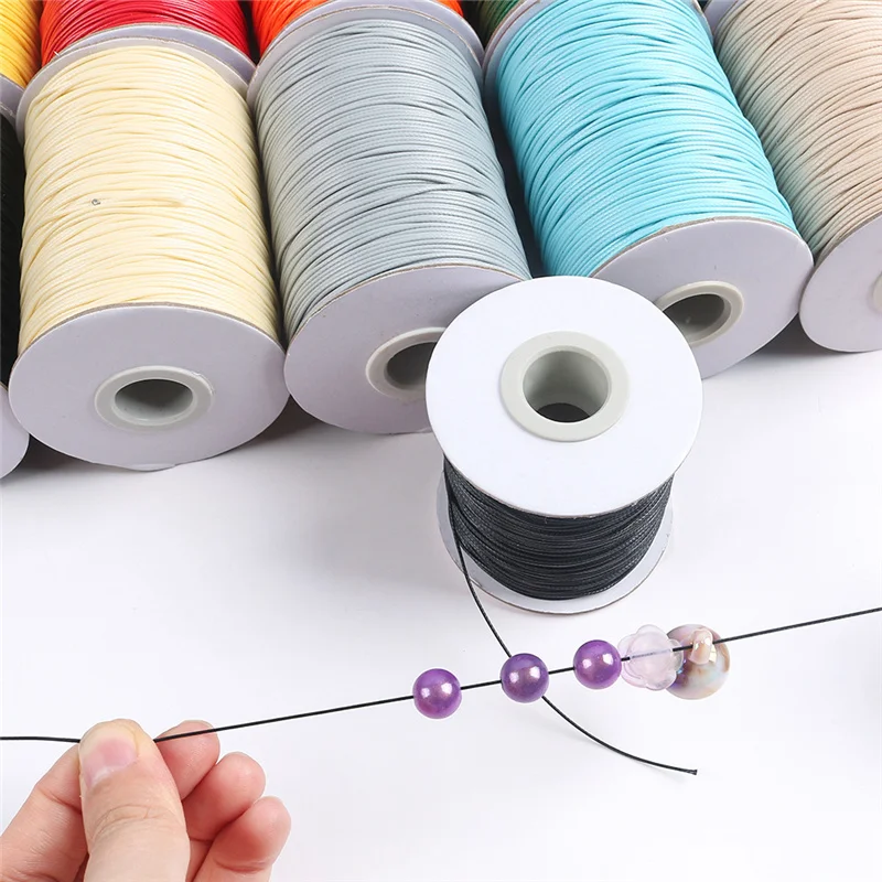 20meters 0.5 0.8 1 1.5 mm Beading Waxed Cord Round Black Red White Korean Cotton Rope Thread String For Jewelry Necklace Making image 4