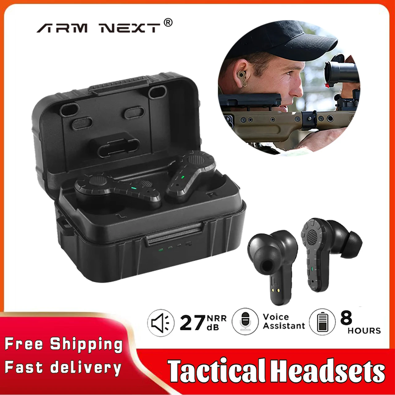 ARM NEXT-Shooting Electronic Earplugs Anti-noise Pickup Headphones Hearing Protection Outdoor Sports Waterproof And Sweatproof