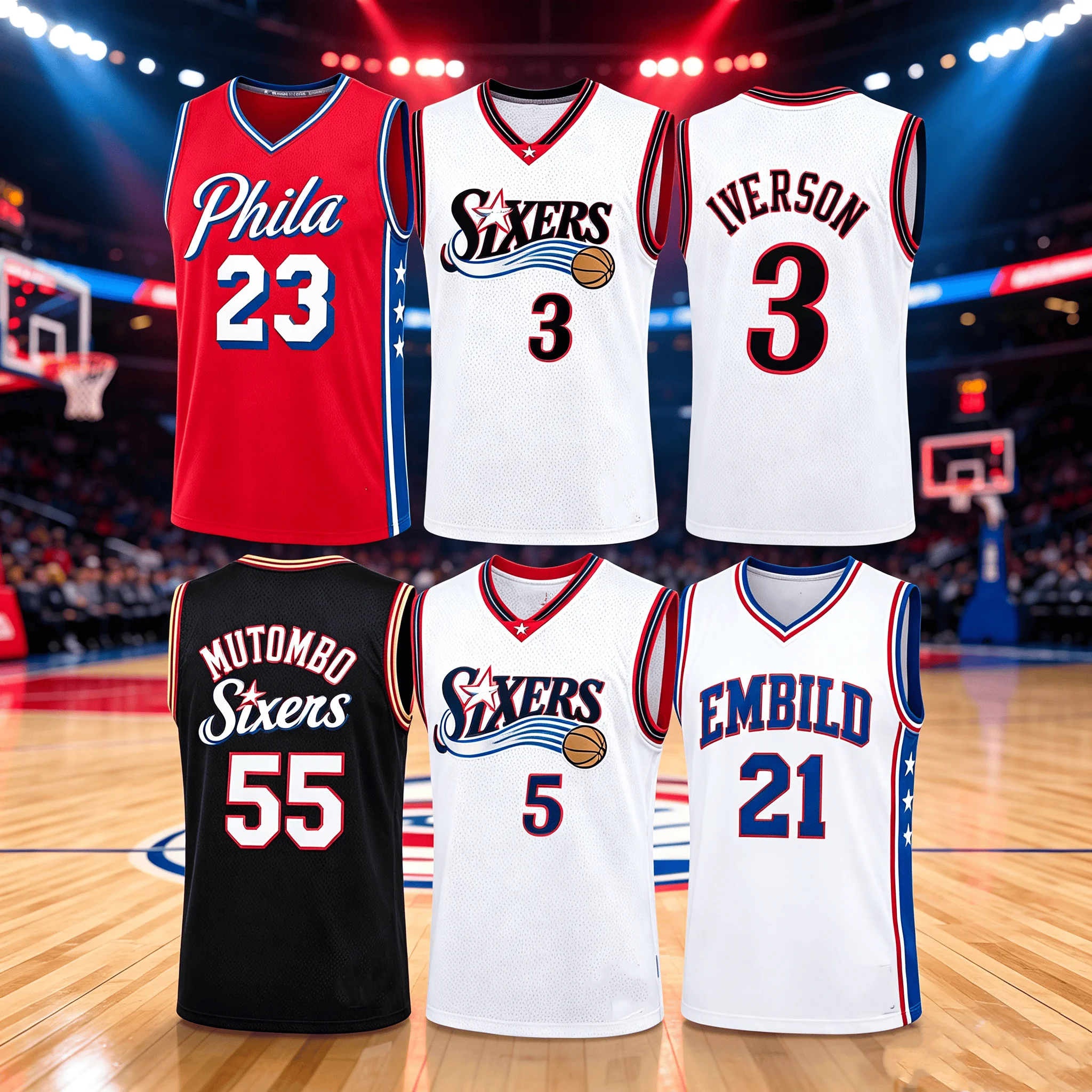 26-27 Men's Philadelphia James Fanatics Royal Fast Break Basketball Jersey Summer Men Women Breathable Quick-drying Vest Jersey