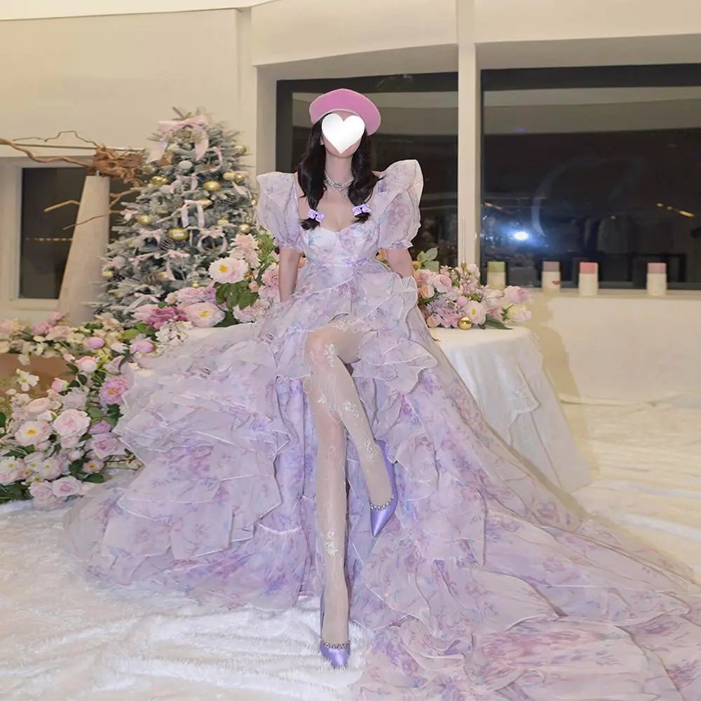 

Princ Sle Faionable Adult Ceremony Dr Summer New Fairy Bubble Длинная юбка Dr Высокая талия ort Sve Свадебное платье