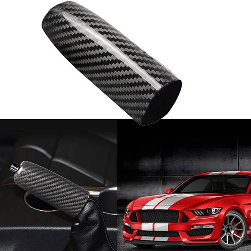 Car ABS Carbon Fiber Handbrake Cover Grip Handle Lever Brake Handle Cover For Ford Mustang 2015-2021