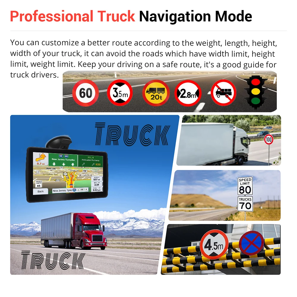 7 Inch GPS Navigation for Car Truck SAT NAV Accessories Tools  Navigator 2024 Free Update Europe North America Map 8GB FM Music images - 6