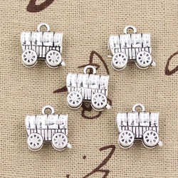 15pcs Charms 3D Retro Carriage Stage Conestoga Wagon 14x14mm Antique Silver Color Pendants DIY Making Findings Tibetan Jewelry