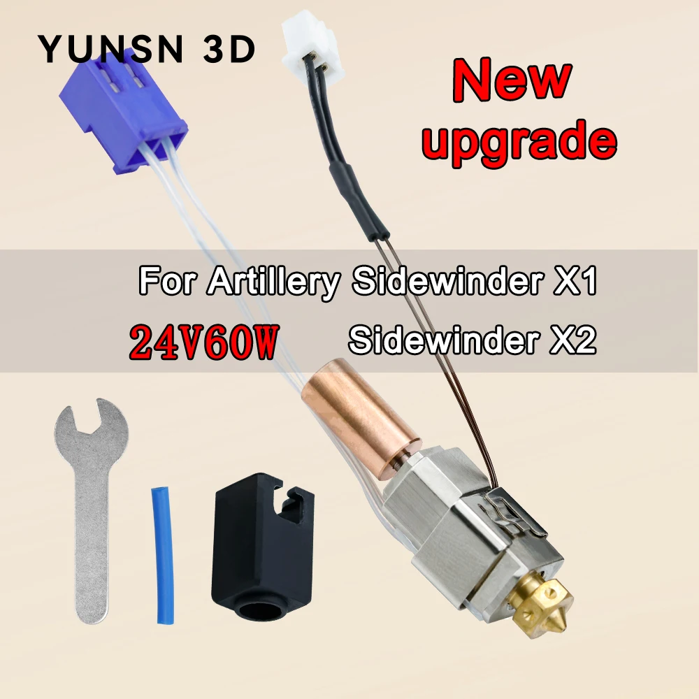 Upgraded Hotend for Artillery Sidewinder X1 X2 Genius and Pro 3D Printer Parts All Metal Nozzle Heating Block Thermistor Kits