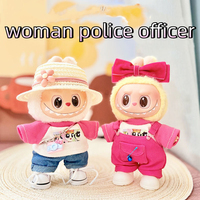 Labubu Doll Clothes Police Set Summer T-shirt Labubu I II Idol Dolls 15/17cm Clothes Sitting Party Accessories DIY Gifts