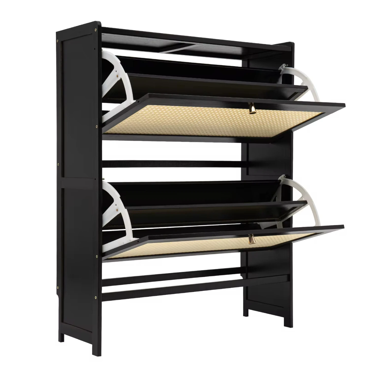 

4-Tier Free Standing Shoe Rack with 2 Flip Drawers, Narrow Shoe Cabinet Shoe Rack Organizer Entryway