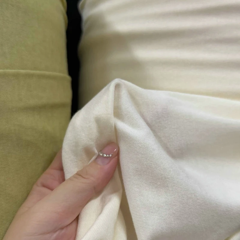 Light Yellow Lightweight Lyocell Wool Knit Fabric Stretchy Soft Breathable Spring Summer Cardigan T Shirt Base Layer DIY Sewing