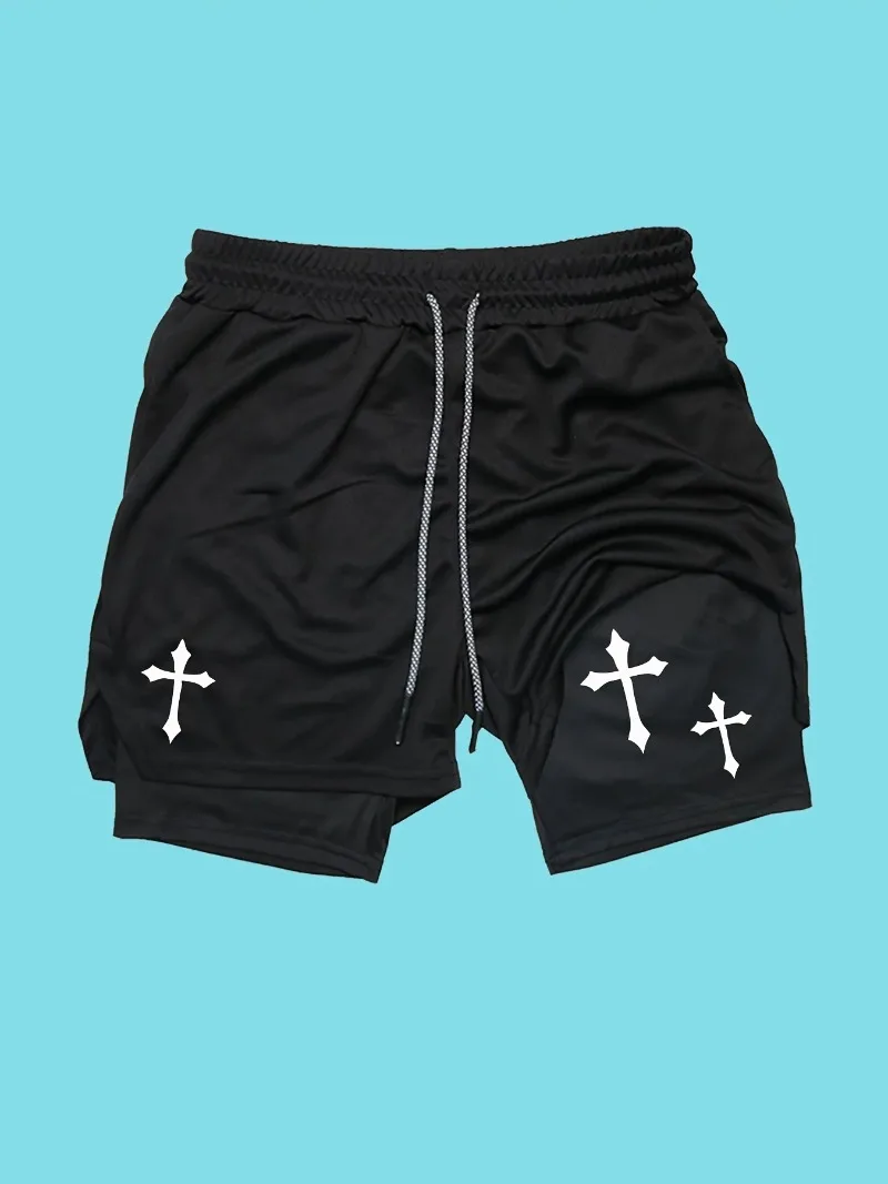 

Летние мужские спортивные шорты, быстросохнущие тренировочные брюки для бега, 2 в 1, микроэластичные дышащие сетчатые повседневные шорты, спортивные штаны для тренировок