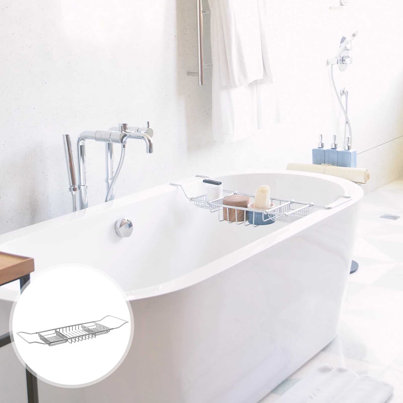 Golden Adjustable Stretchable Anti Slip Bath Tub Rack Portable Telescopic Shower ganizer Stainless Steel Bath Tray For Bathtub
