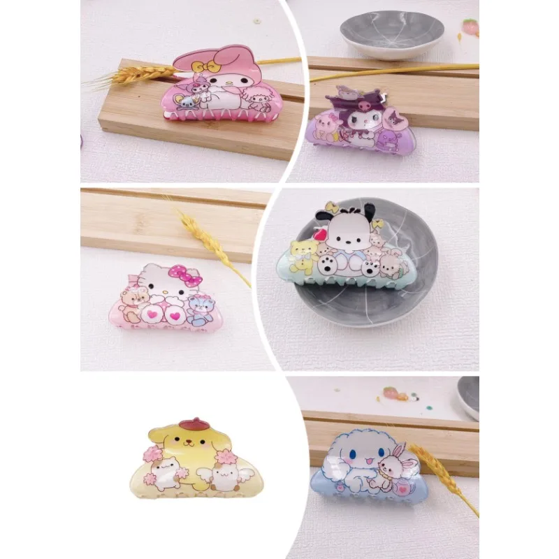 

Sanrio Hello Kitty Cartoon Barrettes Anime Figures Kuromi Cinnamoroll Anime Barrettes Merchandise Decoration Girl Birthday Gifts