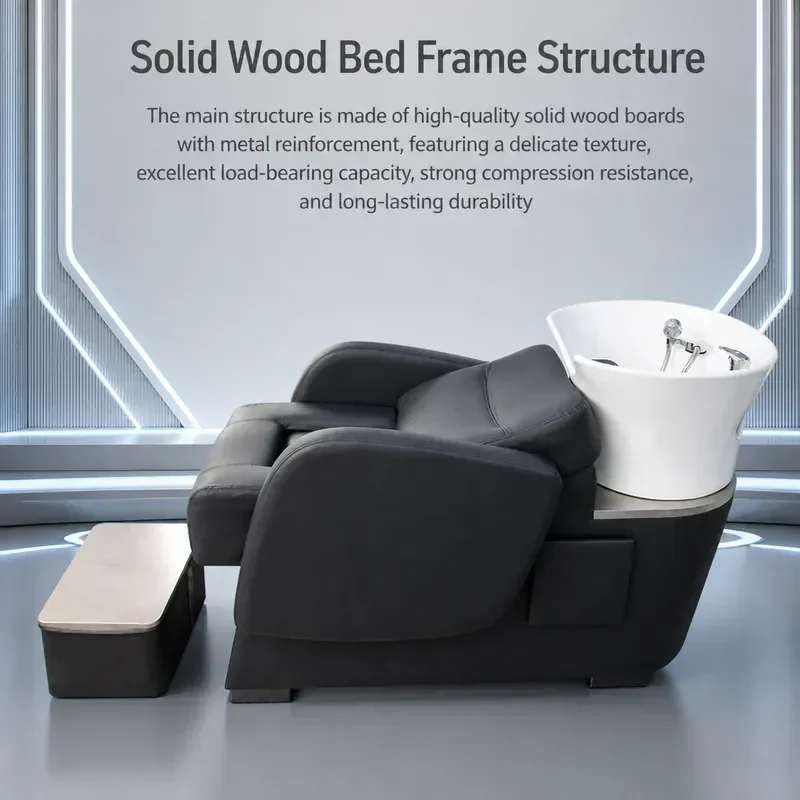 Bojo Semi Reclining Shampoo Bed with Ceramic Deep Basin for Hair High End Flush Bed