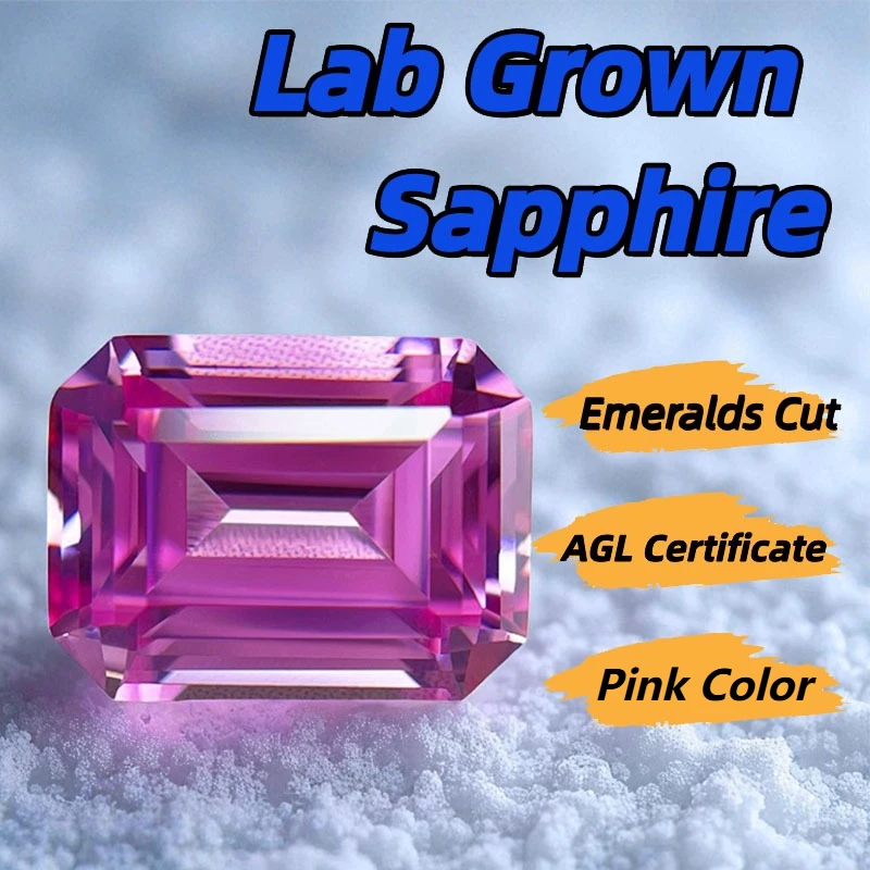 

Emeralds Cut Lab Grown Sapphire Pink Color DIY Charms Jewelry Rings Earring Making Main Materials Selectable AGL Certificate