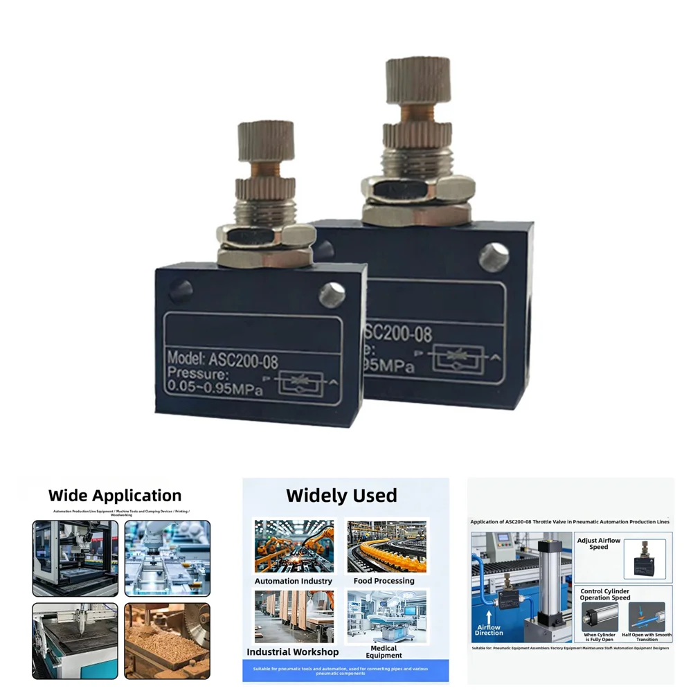 Aluminum ASC200 Air Throttling Valve For Precise Gas Pressure Regulation In Pneumatic Tools And Cylinder Applications