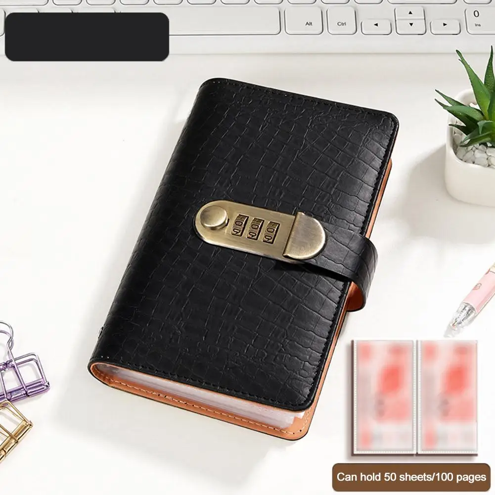 PU Leather 100 Envelope Challenge Binder Waterproof Reusable Budget Saving Book With Password Lock Banknote Colletion Booklet