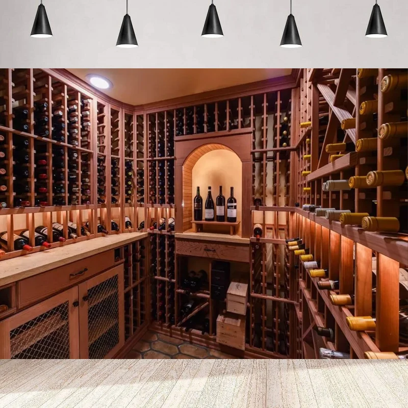 Wine Cellar Photography Backdrop Luxurious Wine Vault Winery Wine Cabinet Bottles Barrels Background Wine Theme Party Banner