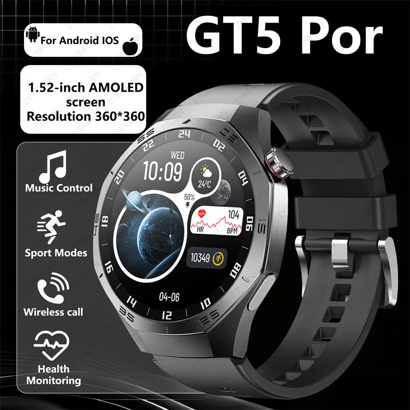 

2025 Новые GT5 Pro GPS траектория Смарт-часы для мужчин 1,52-дюймовый 360*360 AMOLED-экран Сердечный ритм Водонепроницаемые мужские умные часы для HUAWEI