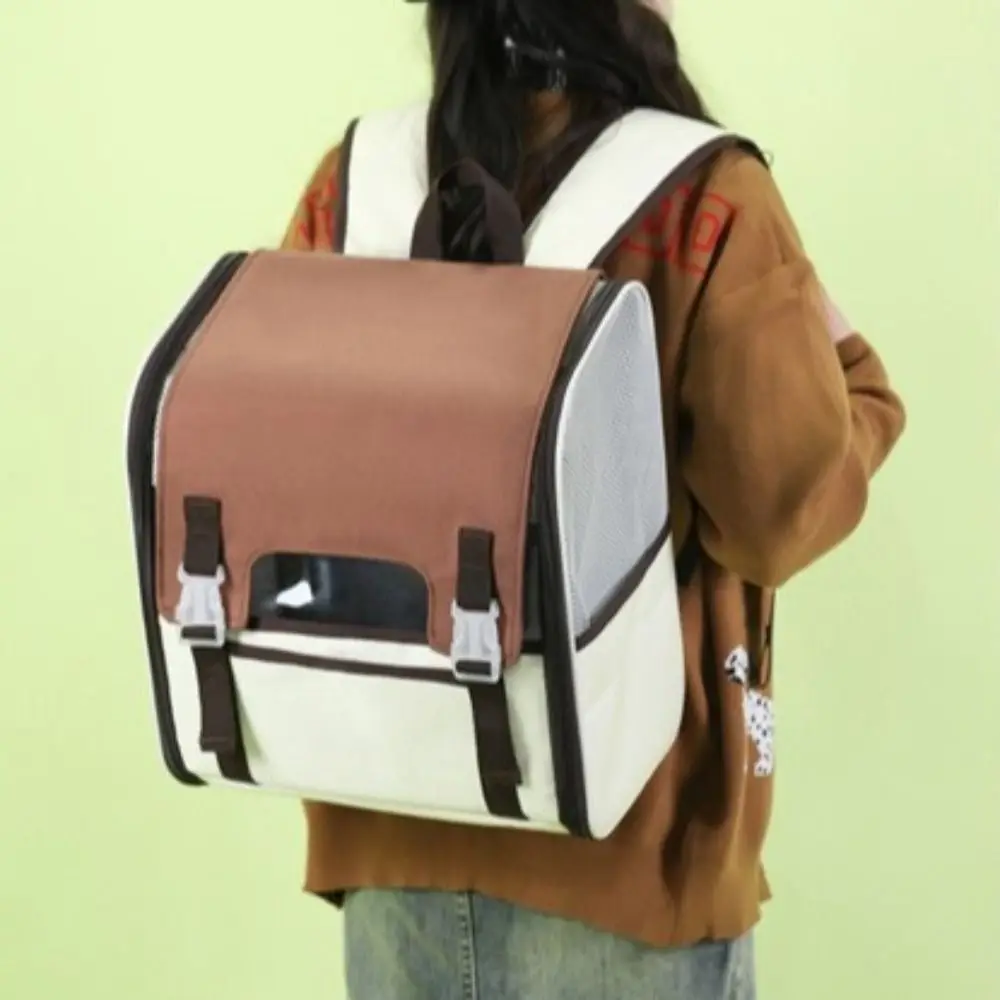 

Large Capacity Pet Carrier Backpack Breathable Adjustable Straps Cat Shoulder Bag Foldable Structure Roller Shutter