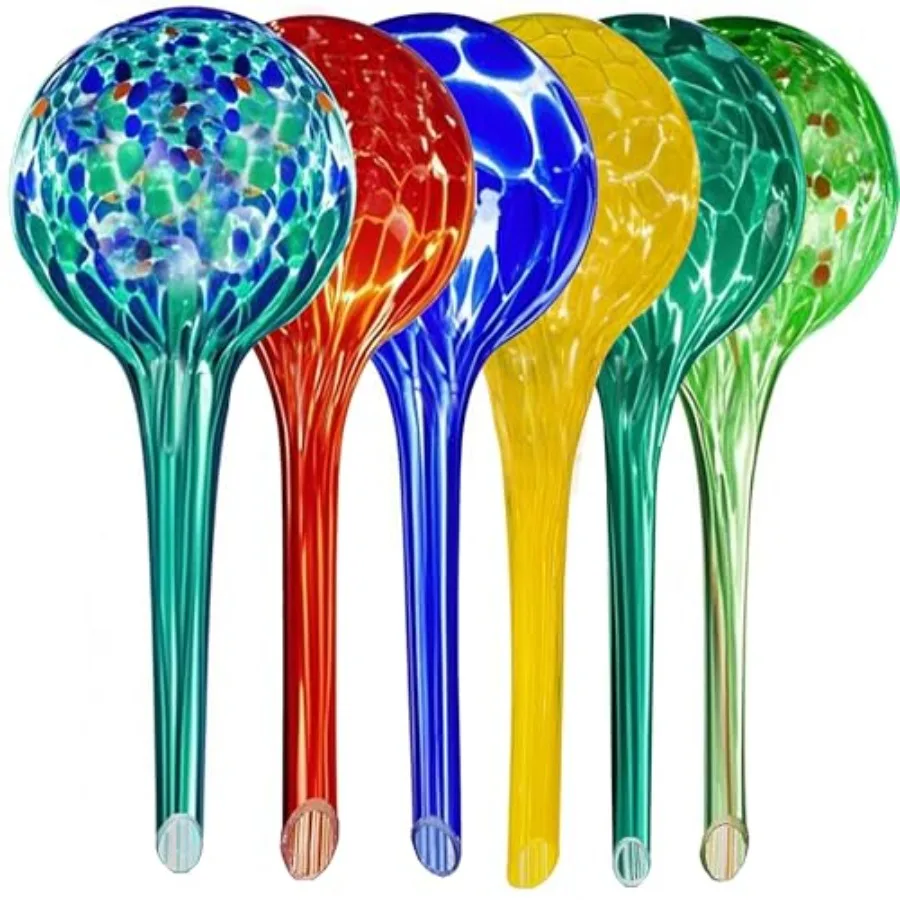 

Self Watering Globes for Plant Large 6pcs Colorful Glass Plant Watering Device for Indoor Pots, Self Watering Bulbs for Vacatio