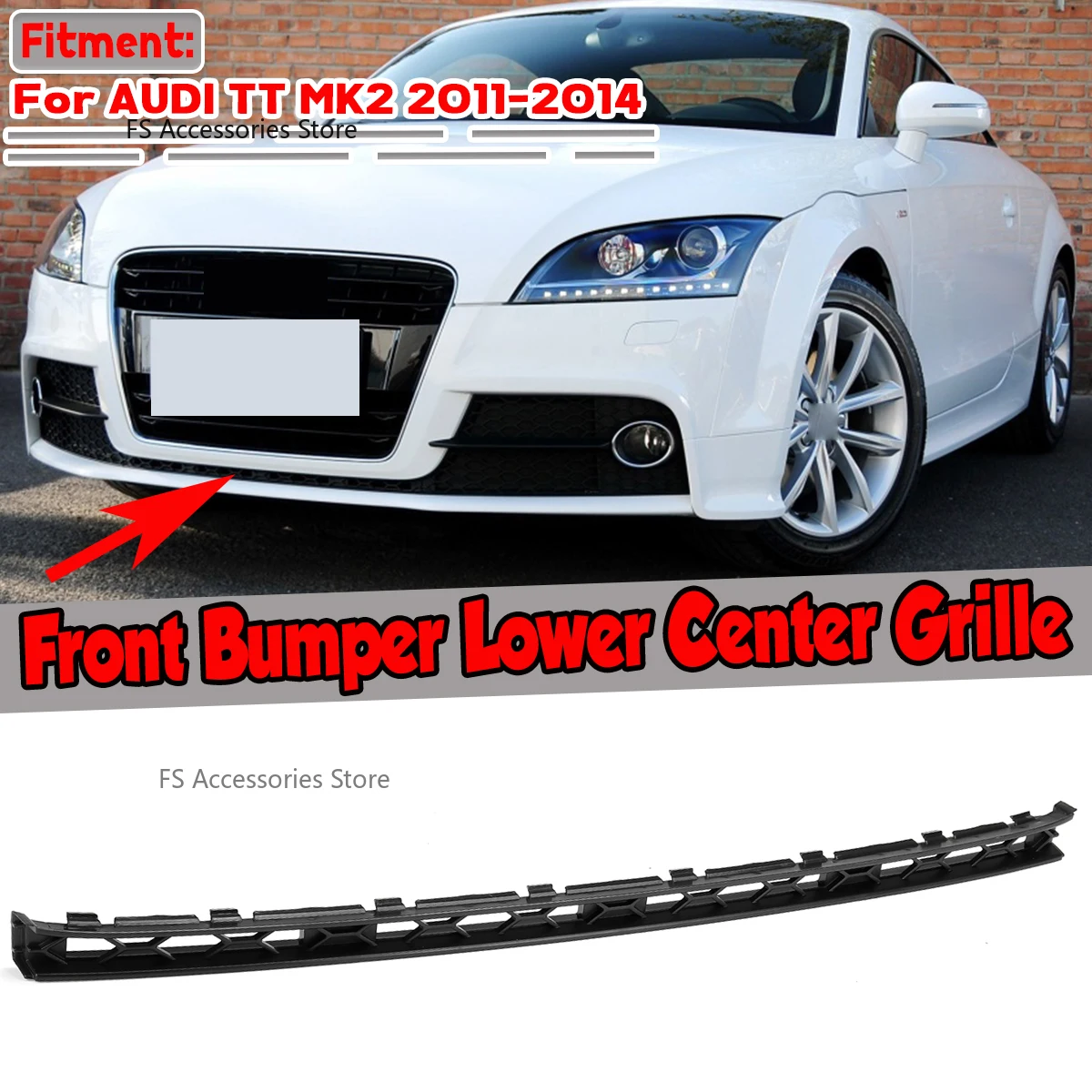 

Черная сменная Решетка переднего бампера 8J0807697H для Audi TT MK2 2011 2012 2013 2014, передний бампер, нижний центральный гриль