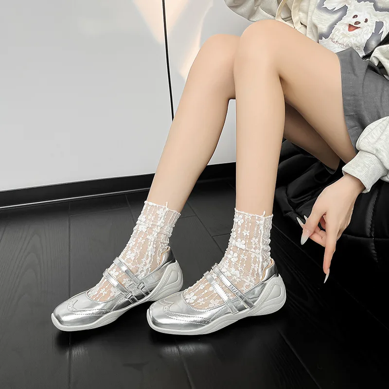 

2024 Autumn New Thick Soled Mary Jane Women's Shoes Retro Casual Ballet Shallow Mouth Single Shoes Sneakers