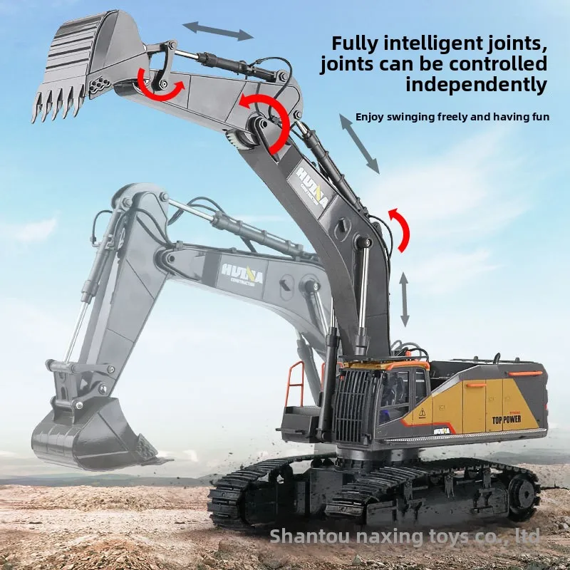 Huina 592 Alloy Excavator Remote Control Toy 22 Ton Large Construction Vehicle Model RC Car Toy for Children