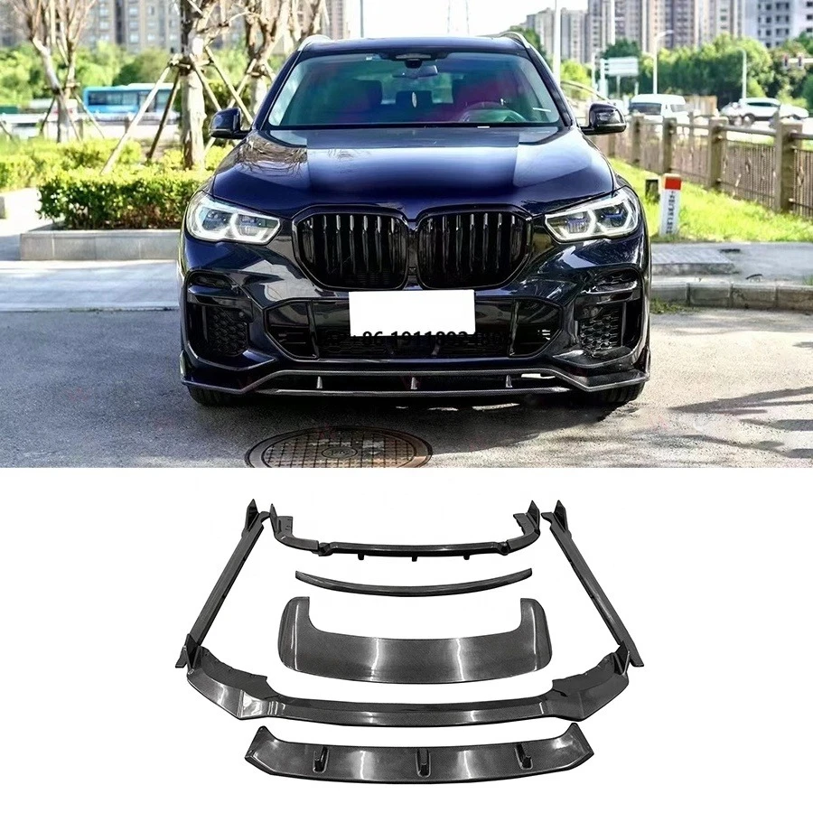 

2019+ for X5 G05 M Sport Carbon Fiber Body Kit New Front Bumper Lip Splitter Side Skirts Rear Spoiler Diffuser X5 Bodykit