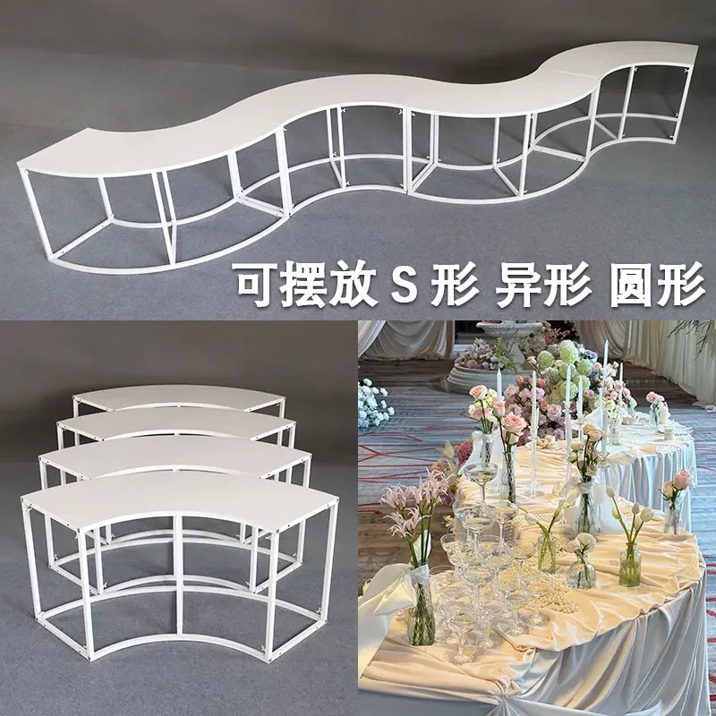 Wedding props S-shaped round wrought iron dessert table lawn wedding scene arrangement round table ornament flower rack