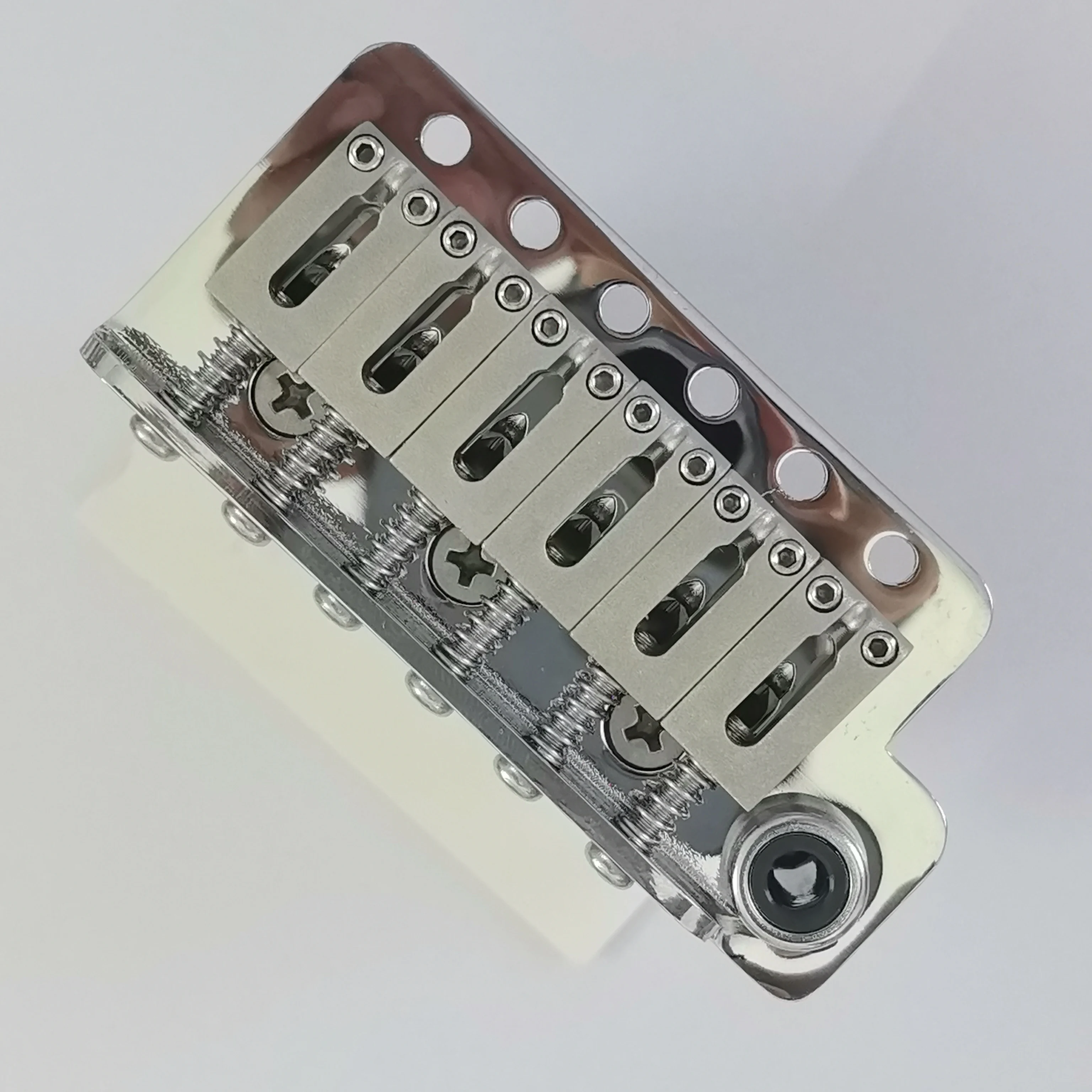 Stainless Steel Block Stainless Steel Saddles 6-Point Bridge Tremolo 52.5mm Guitar Bridge Chrome