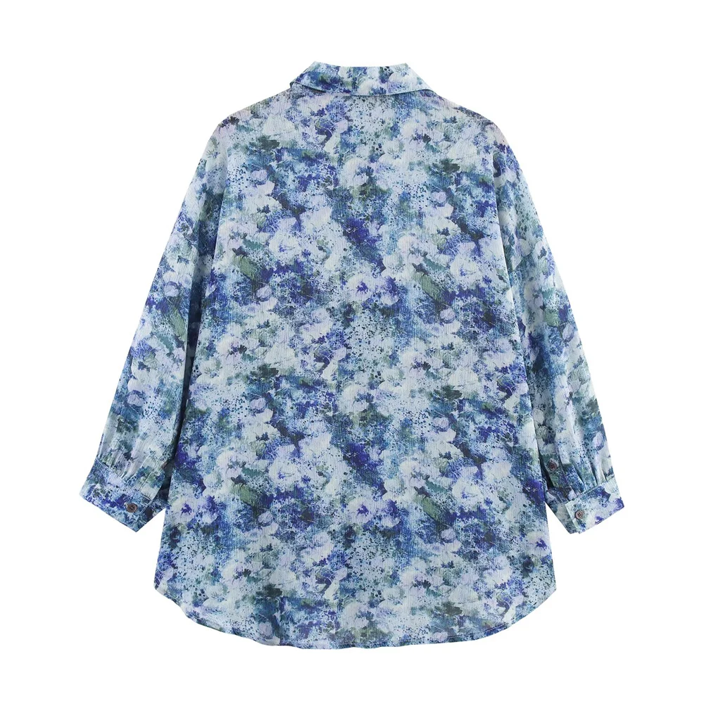 Chemise en mousseline de soie imprimée pour femmes, Style européen et américain, Simple, teinture par nouage, haut de protection solaire, nouvelle mode