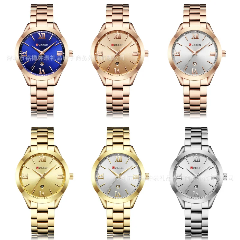Curren 9007, женские часы с календарем, ремешок из сплава, женские часы, водонепроницаемые часы, модные часы