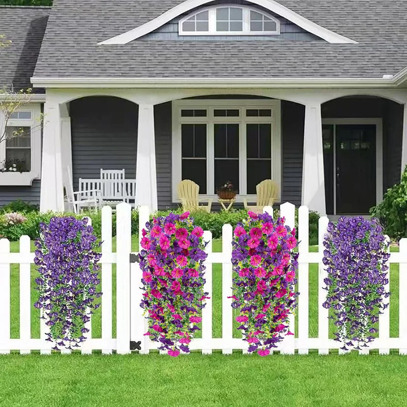 1/2pcs Artificial Fake Hanging Plants Flowers Faux Silk Morning Glory Long Vines for Home Garden Porch Patio Plant Outdoor Decor image 2