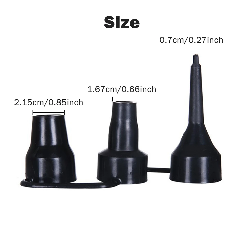 휴대용 빠른 공기 펌프 수축 헤드 플라스틱 전기 매트리스, 수영장 소파, 해변 장난감, 내구성 교체 노즐, 3 가지 크기 