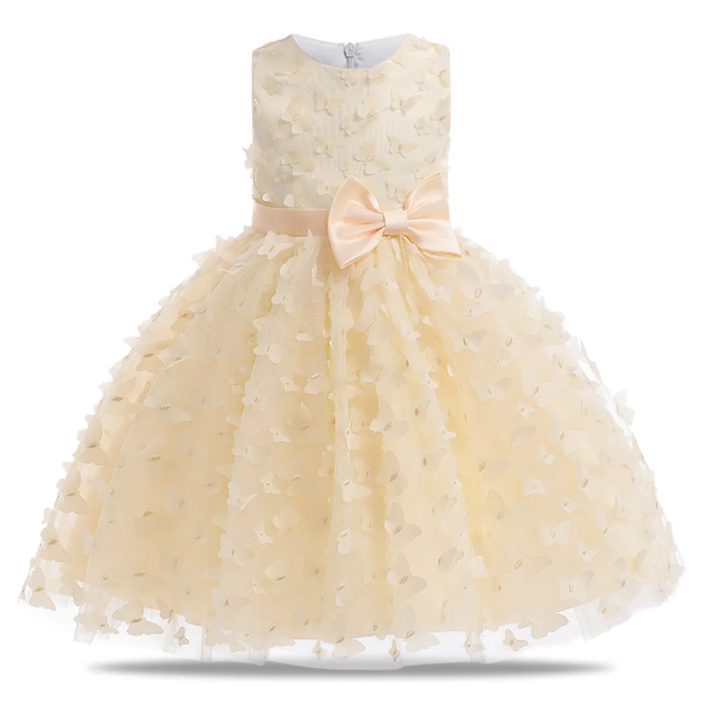 Summer Girls Butterfly Party Dresses Christmas Costume Bow Bridemaids Princess Dress for Girl Lace Birthday Evening Wedding Gown