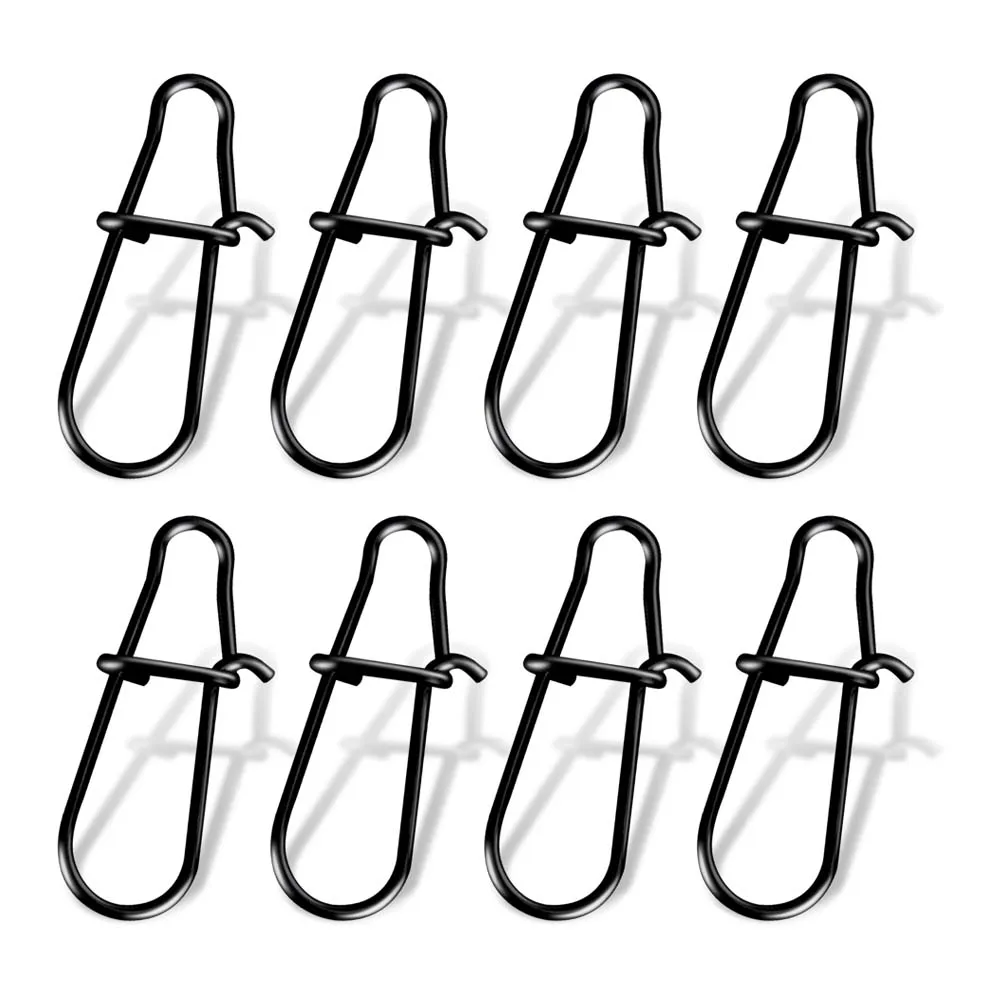 ZUKIBO 50PCS/100PCS Matte Black Fishing Duo Lock Snaps Heavy Duty Edelstahl-Schnellwechselklammern für Köder, Wobbler, Barsche – Detail 10