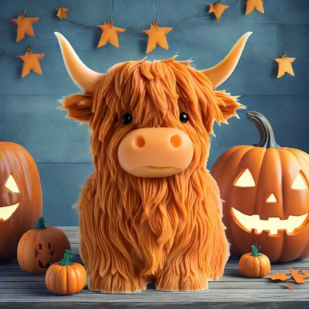 1pc highland cow silicone candle mold - reusable animal shaped mold for diy handmade candles, plaster & resin crafts -halloween