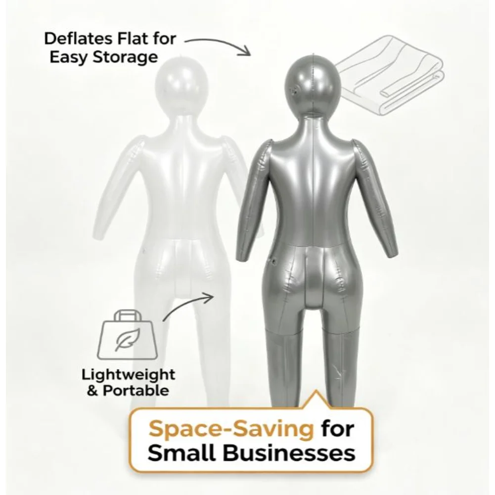 Inflatable Full-body Model Torso Display Model – Silver PVC Inflatable- Full Body Female Model -Mannequin