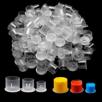 DM 100PCS Disposable Tattoo Ink Cup Plastic Pigment Clear Holder Container Cap With Bottom Permanent Makeup Microblading Supply