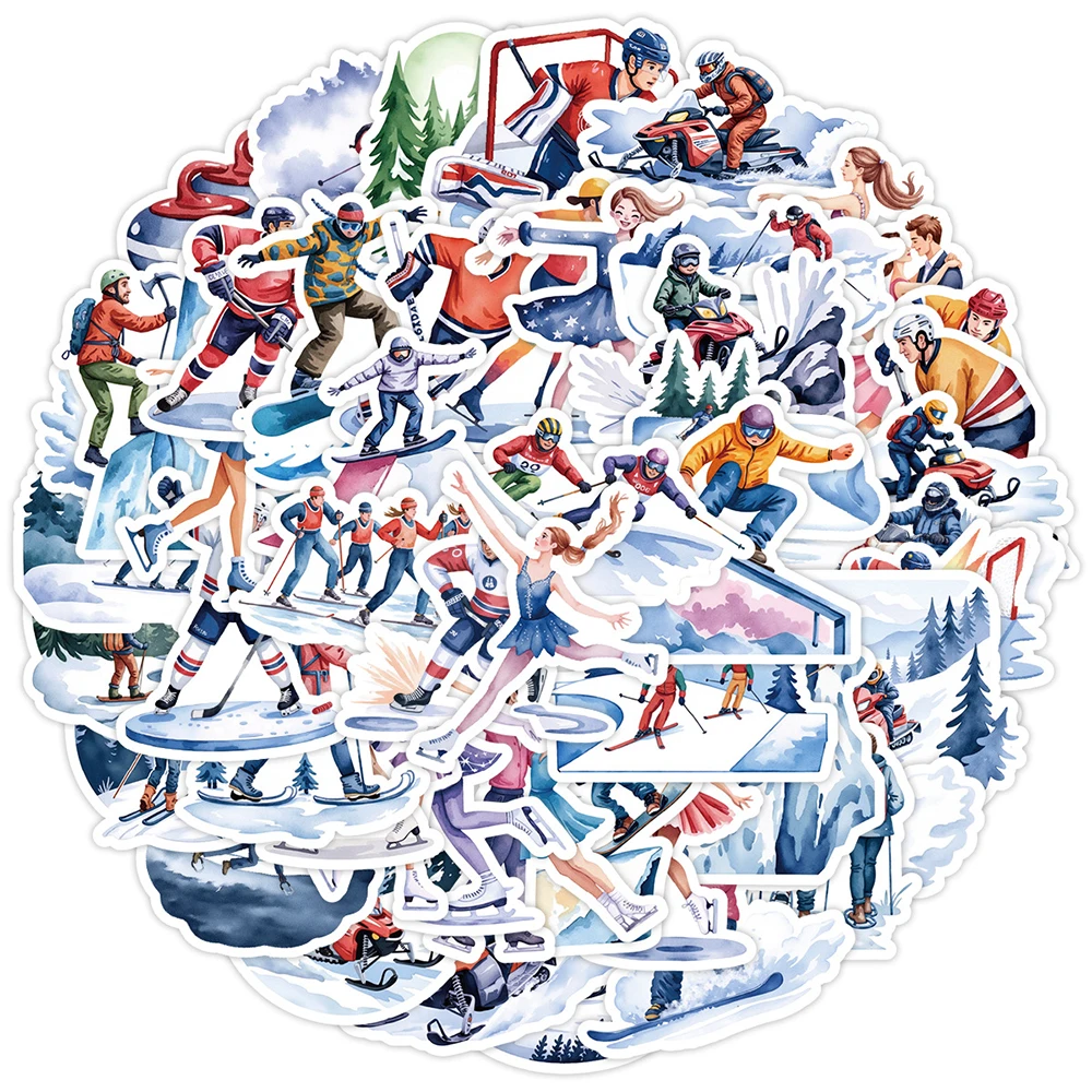 

10/30/50pcs Cartoon Winter Sports Stickers Waterproof Graffiti DIY Phone Water Bottle Laptop Car Cool Graffiti Decals Decoration