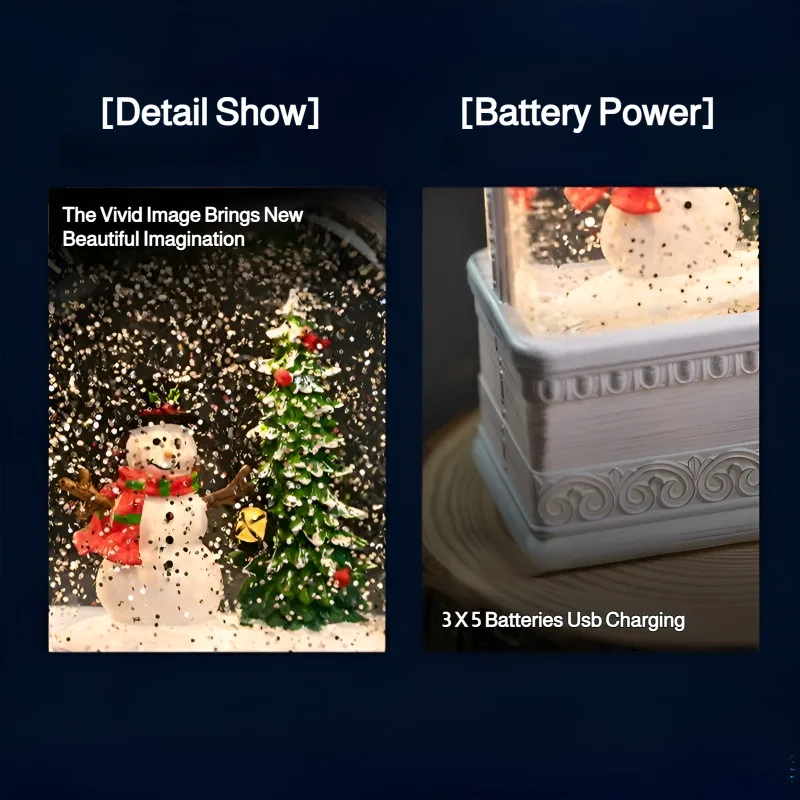 كرة ثلج عيد الميلاد مع ثلج متساقط آلي مدمج في عيد الميلاد كارولز LED ضوء زينة عيد الميلاد هدية حفلة منزلية