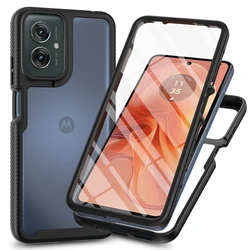 TPU/PC PET Sky Case for Motorola G55 Moto G35 Funda Capa with Screen Protector 360 Degree Protect Shield Clear Phone Cover