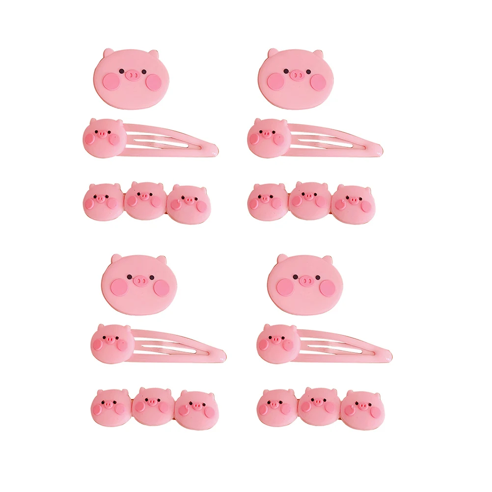 

12pcs Cartoon Pink Pig Hairpins Barrettes Hairpins Cute Baby Girls Hair Accessories Pink Clip Fashion Student Party Wedding