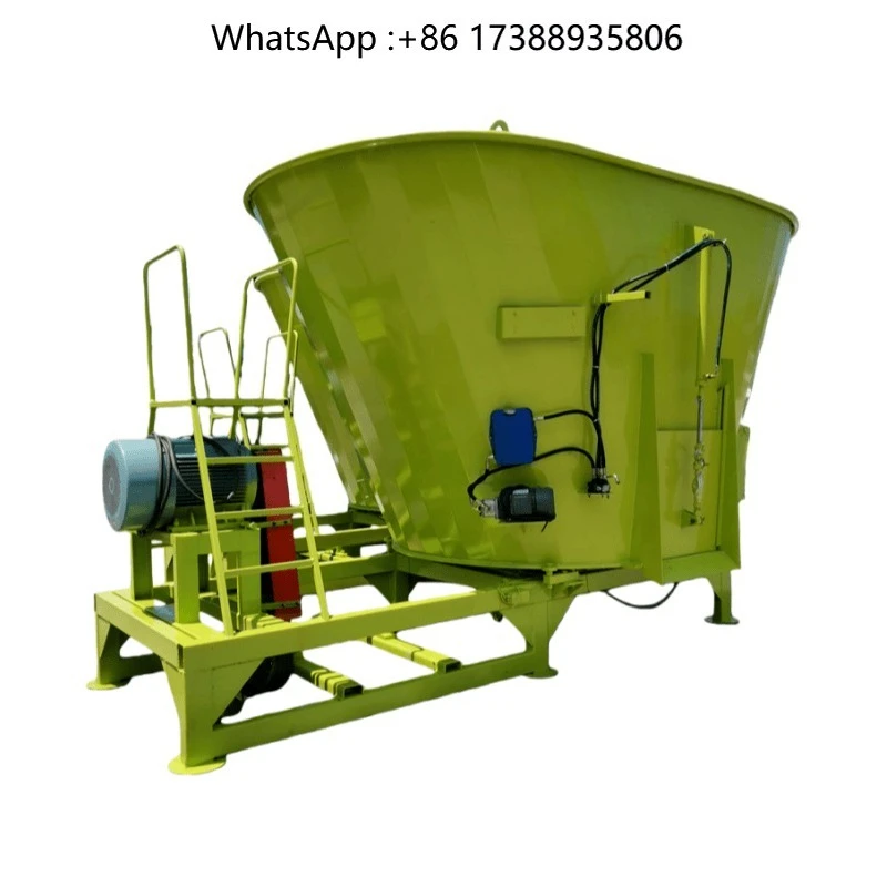 New 10 Cubic Meters Multi Capacity Stationary TMR Feed Mixer Livestock Full Ration Preparer Alloy Material Electric Engine