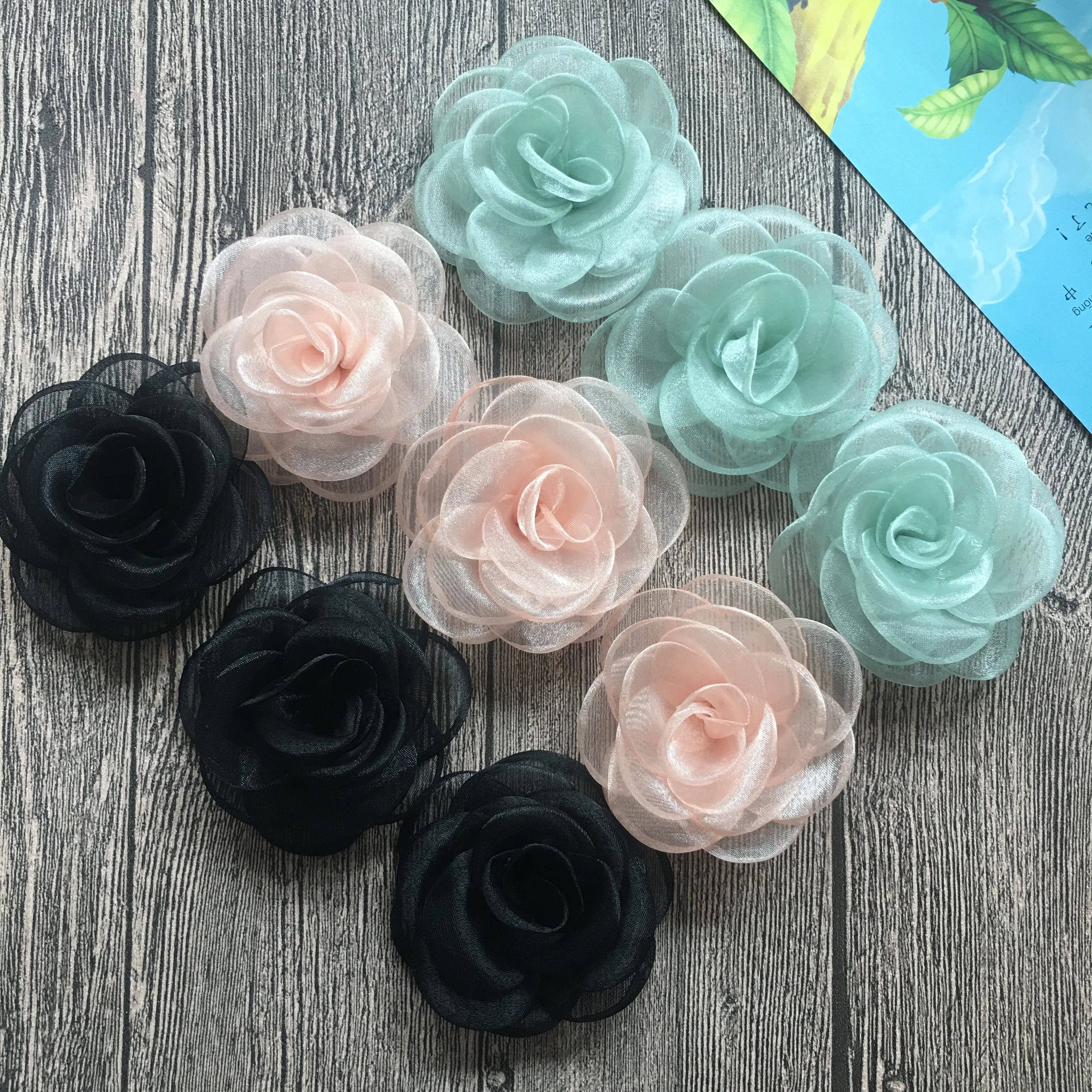 Burned Flower For Diy Accessories Flat Back 3.1Inch Rose Flower Accessories For Wedding Hats Shoes Brooches Home Decoration