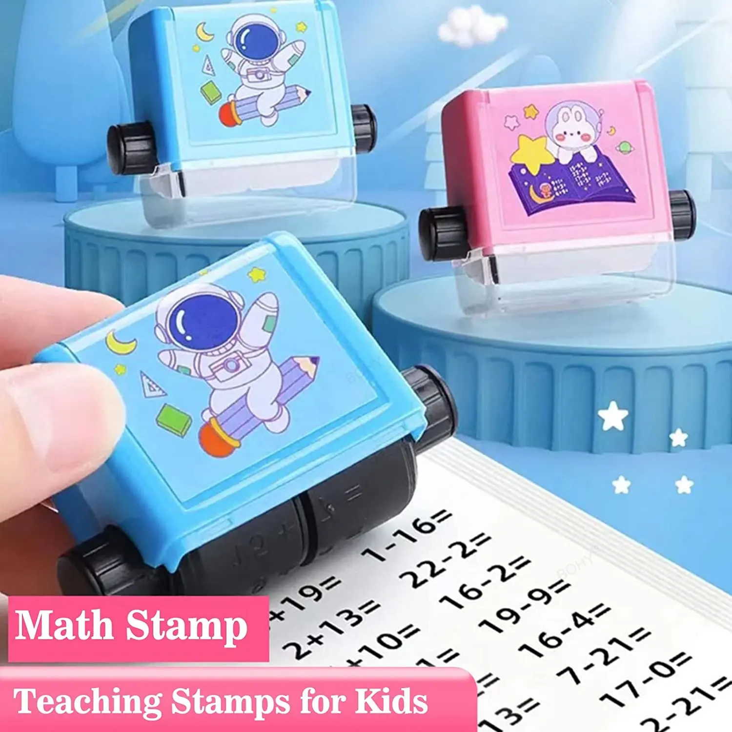 Teaching Stamps Practice Tools Smart Math Roller Stamps Kids Addition Subtraction Within 100 Learning Toy Home Teacher Supplies