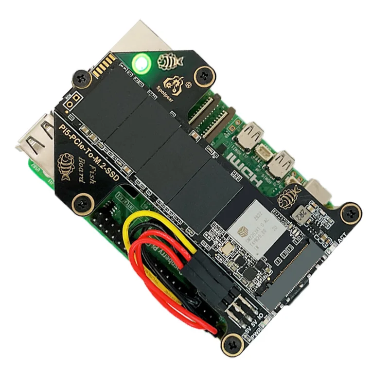 Raspberry Pi 5 Adapter Board Pi5-PCIe-Fish-Board-A PCIe to M.2 NVMe SSD HAT