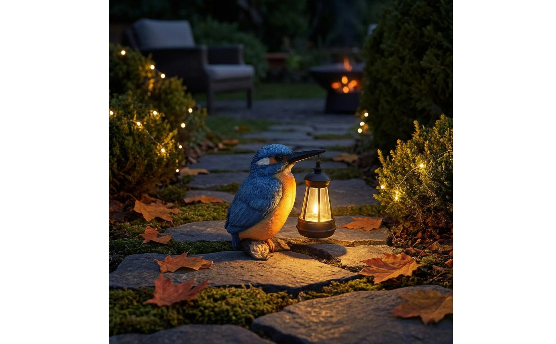 Solar Kingfisher Statue Resin Hanging Lantern Bird Bird Statue Light Realistic Design Outdoor Decor Weatherproof for Yard, Patio