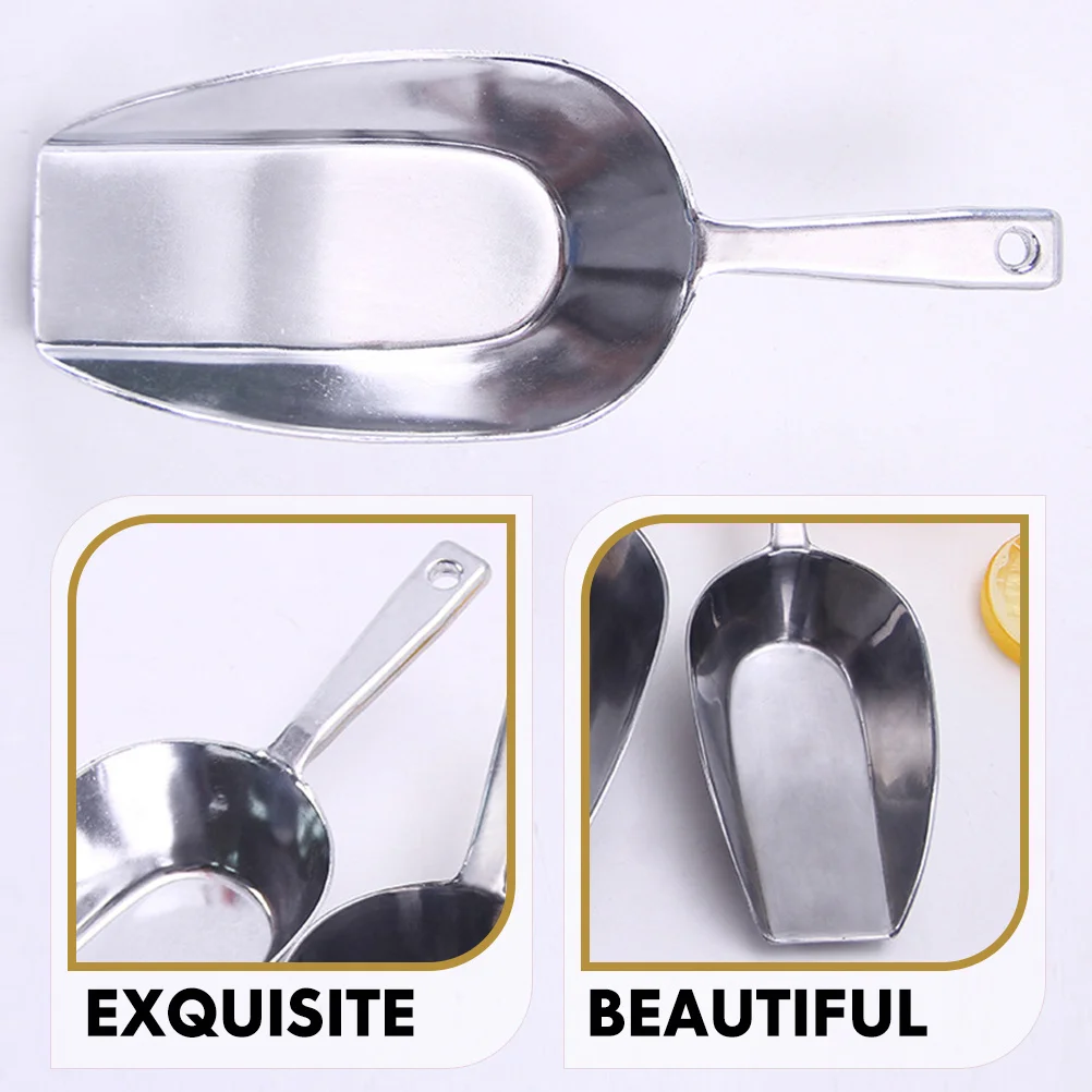 

Premium Aluminium Alloy Ice Scoop Ergonomic Handle Non Rusting Food Grade Shovel for Kitchen Bar Dessert Shop Commercial Use