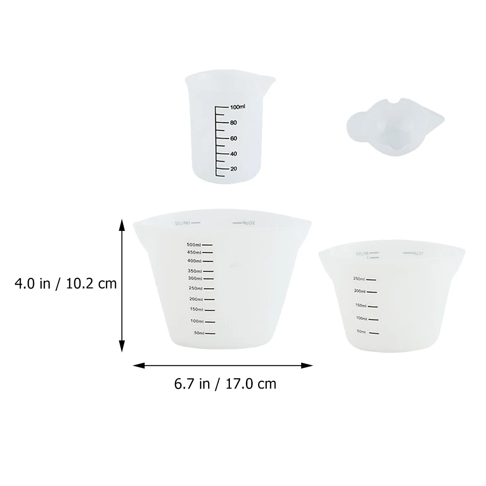 

4Pcs Silicone Measuring Cups Non-Leakage Flexible Kitchen Cups Clear Scale for Milk Juice Baking Measuring Tools