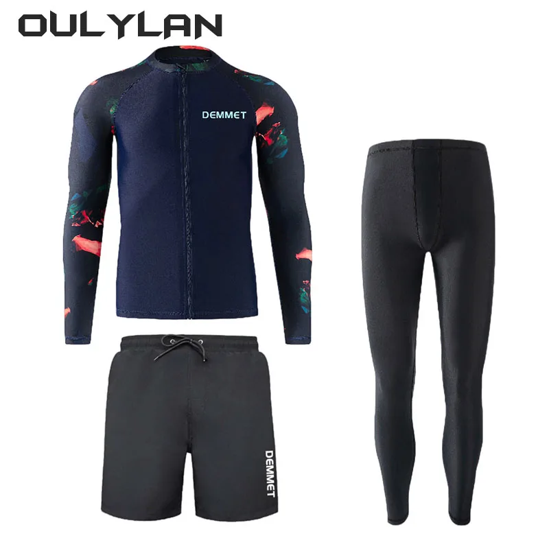 Oulylan Professional Snorkeling Suit Split Body Long Sleeved Diving Suit Sunscreen Quick Drying Surfing Wetsuit Three Piece